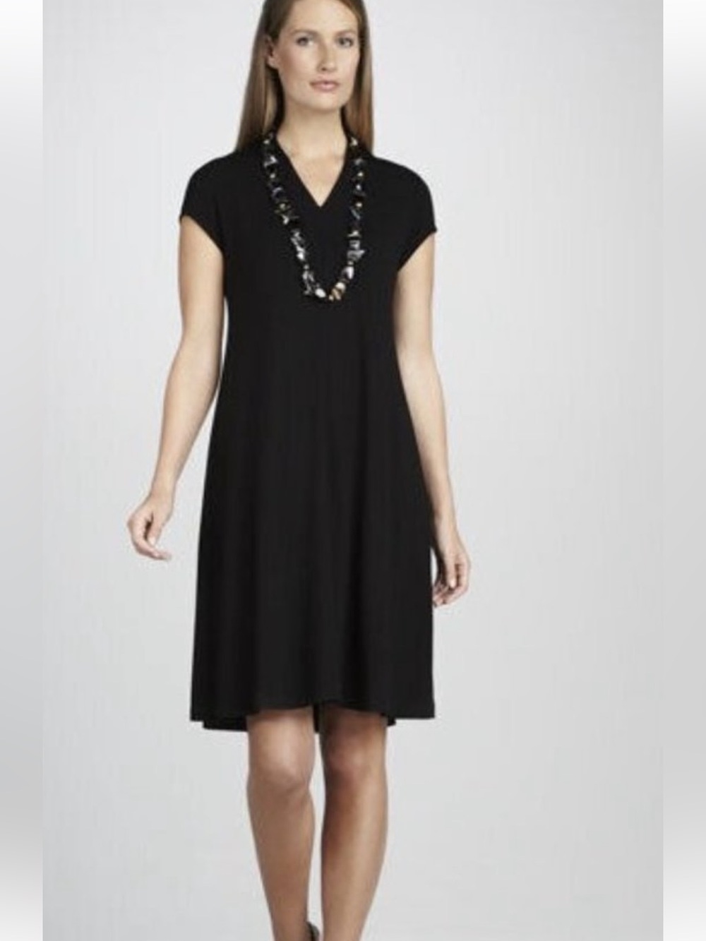 Eileen Fisher cap sleeved A line dress